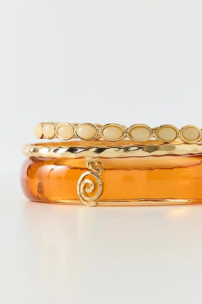 Urban Outfitters Honey Gold Bangle Bracelets Set In Orange, Women's At