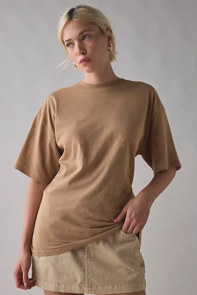 Urban Outfitters Horseshoe Flowers Graphic Oversized T-shirt Dress In Light Brown, Women's At