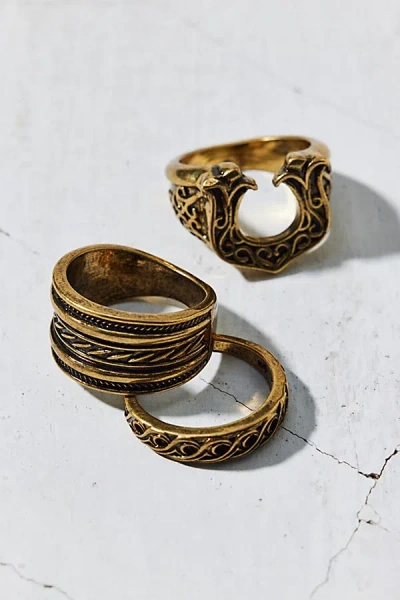 Urban Outfitters Horseshoe Ring Set In Gold, Men's At