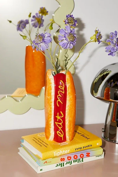 Urban Outfitters Hot Dog Vase In Yellow At  In Multi
