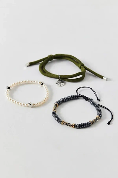 Urban Outfitters Houston Beaded Bracelet Set In Silver, Men's At