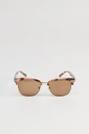Urban Outfitters Hudson Square Tinted Half-frame Sunglasses In Brown, Men's At