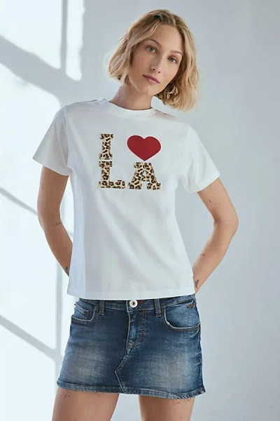 Urban Outfitters I Heart La Applique Graphic Slim Tee In White, Women's At