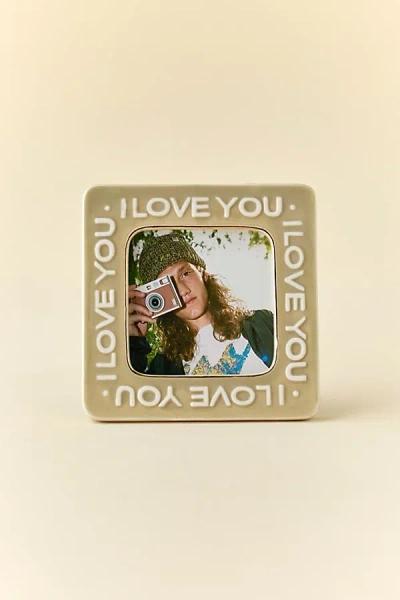 Urban Outfitters I Love You Slogan Text Ceramic 5" Square Picture Frame In Brown At