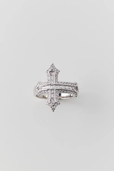 Urban Outfitters Iced Cross Ring In Silver, Men's At