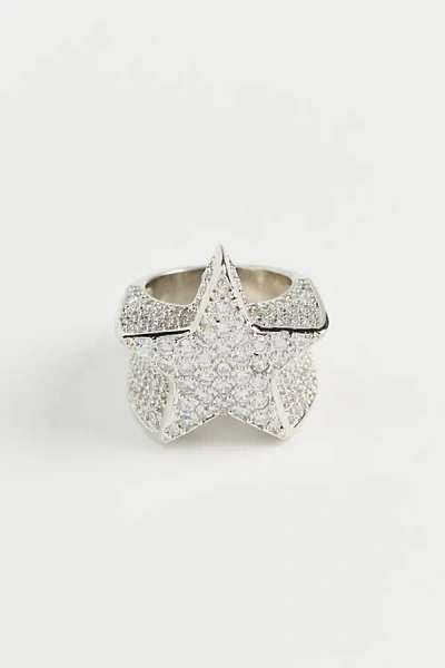 Urban Outfitters Iced Star Ring In Silver, Men's At