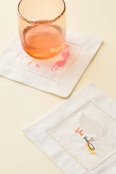 Urban Outfitters Icon Embroidered Fabric Coaster Set In Goose At