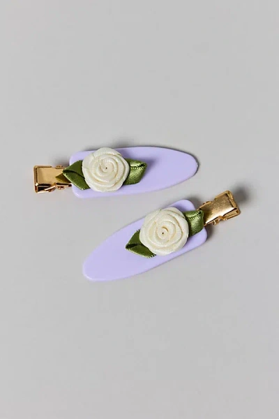 Urban Outfitters Icon No Crease Hair Clip Set In Purple Rosettes, Women's At