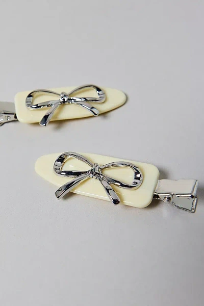 Urban Outfitters Icon No Crease Hair Clip Set In White/silver, Women's At  In Green