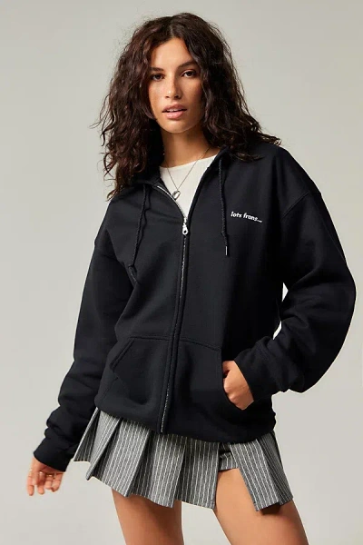 Urban Outfitters Iets Frans. Zip-through Hoodie Sweatshirt In Black, Women's At