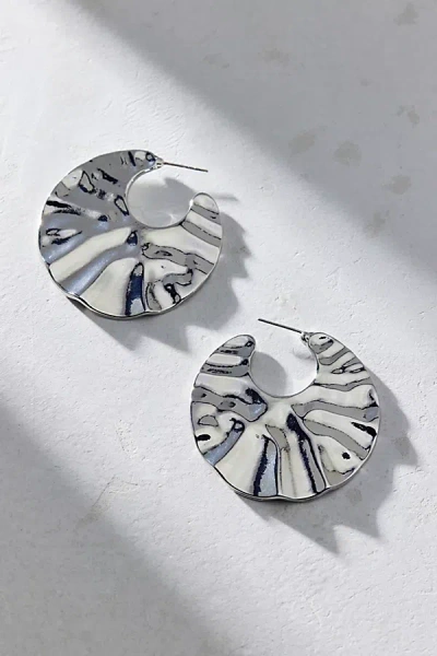 Urban Outfitters I'll Take It Molten Metal Hoop Earring In Silver, Women's At  In Metallic