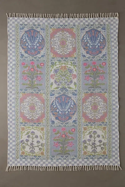 Urban Outfitters Ilona Floral Tile Printed Rug In Blue At