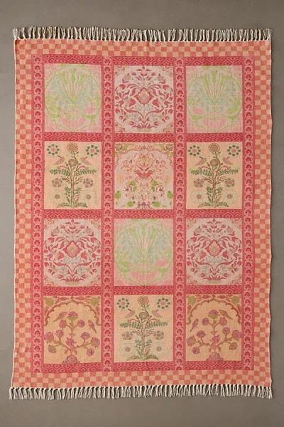 Urban Outfitters Ilona Floral Tile Printed Rug In Light Red At