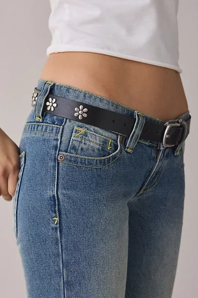 Urban Outfitters In Bloom Flower Studded Leather Belt In Black, Women's At