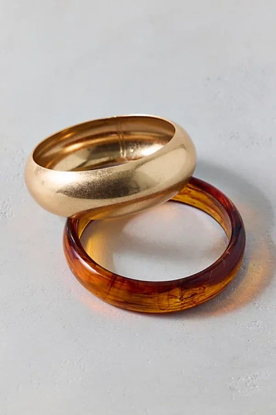 Urban Outfitters In The Mix Resin Bangle Bracelets Set In Gold, Women's At