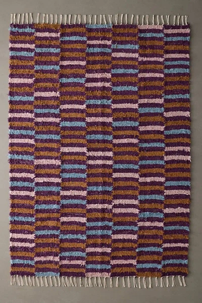 Urban Outfitters Irregular Checkerboard Shaggy Tassel Rug In Brown At