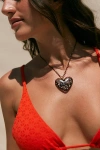 URBAN OUTFITTERS ISLA GLASS HEART NECKLACE IN BRONZE, WOMEN'S AT URBAN OUTFITTERS