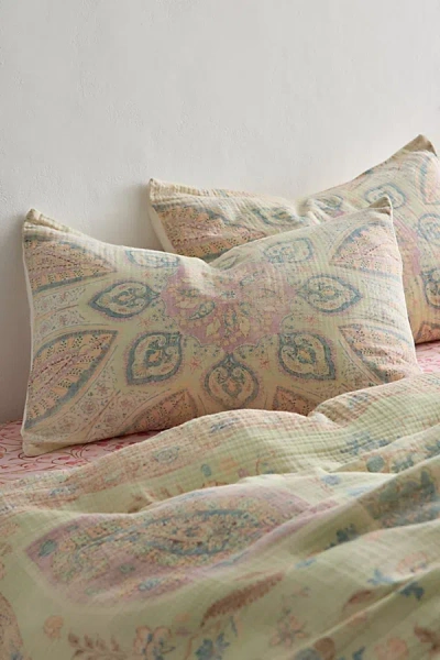 Urban Outfitters Isla Salt Washed Medallion Cotton Gauze Sham Set In Washed Lime At  In Neutral