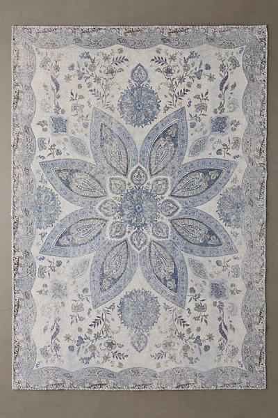 Urban Outfitters Isla Salt Washed Medallion Printed Rug In Blue Grey At  In Gray