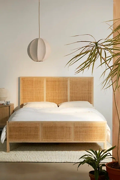 Urban Outfitters Ivy Cane Paneled Bed In Light Brown At