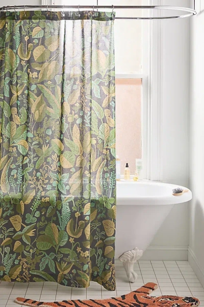 Urban Outfitters Ivy Greenery Shower Curtain In Black At