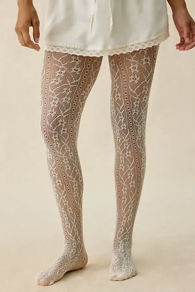 Urban Outfitters Ivy Semi-sheer Interlace Tights In Ivory, Women's At  In Neutral