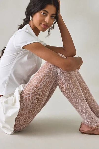 Urban Outfitters Ivy Semi-sheer Interlace Tights In Pink, Women's At