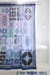 Urban Outfitters Izzy Tile Patterned Shower Curtain In Blue At  In Blue