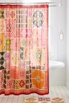 Urban Outfitters Izzy Tile Patterned Shower Curtain In Red At
