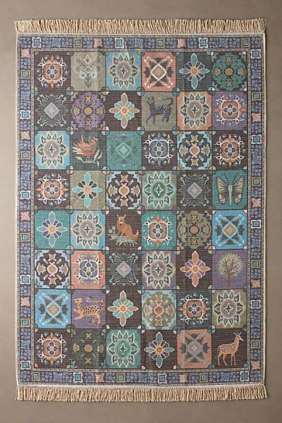 Urban Outfitters Izzy Tile Printed Rug In Blue At  In Multi