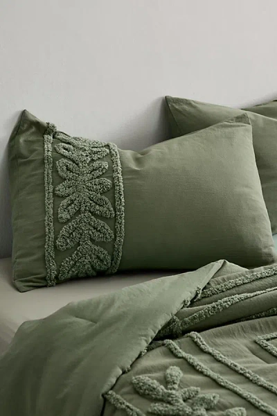Urban Outfitters Jackie Tufted Sham Set In Dark Green At