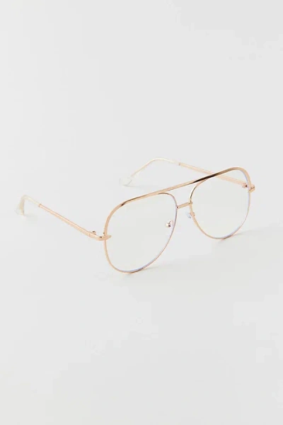 Urban Outfitters Jade Aviator Blue Light Glasses In Gold, Women's At