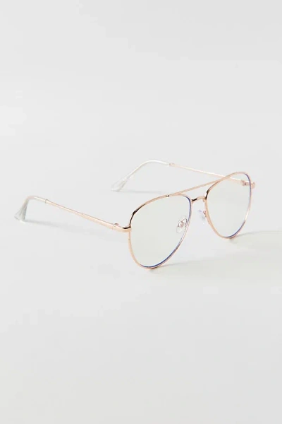 Urban Outfitters Jade Aviator Blue Light Reader In Gold, Women's At