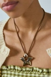 Urban Outfitters Jade Metal Star Pendant Corded Necklace In Gold, Women's At
