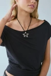 Urban Outfitters Jade Metal Star Pendant Corded Necklace In Silver, Women's At  In Silver