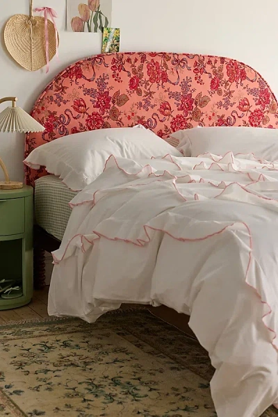 Urban Outfitters Jane Arch Velvet Upholstered Floating Headboard In Caitlyn Floral At  In Orange