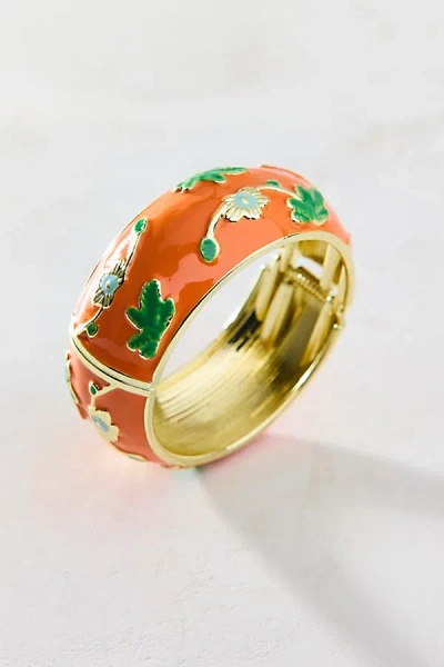 Urban Outfitters Jane Enamel Wide Bangle Bracelet In Orange, Women's At