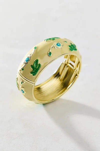Urban Outfitters Jane Enamel Wide Bangle Bracelet In Yellow Ground, Women's At  In Gold