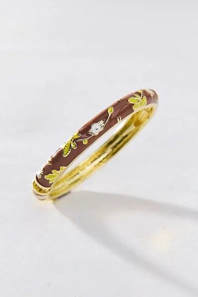 Urban Outfitters Jane Enameled Floral Bangle Bracelet In Brown, Women's At