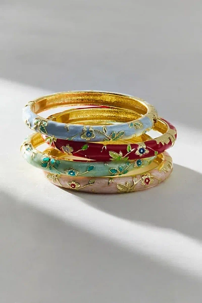 Urban Outfitters Jane Enameled Floral Bangle Bracelet In Pink, Women's At