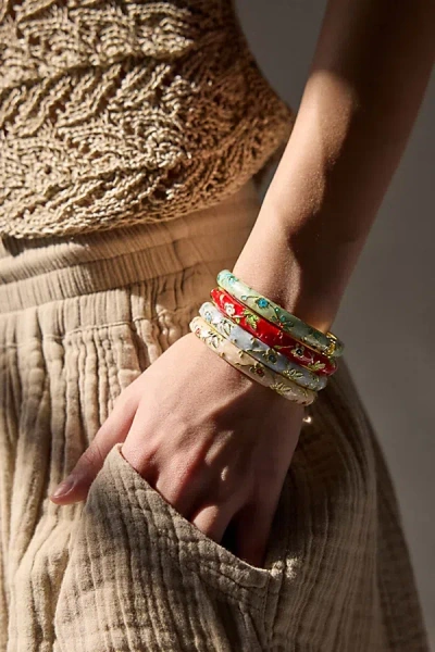 Urban Outfitters Jane Enameled Floral Bangle Bracelet In Red, Women's At