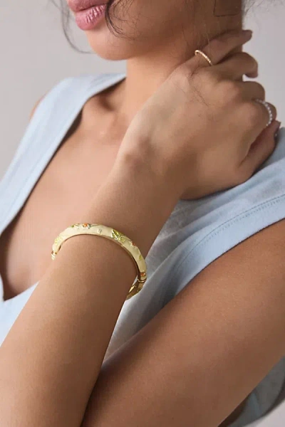 Urban Outfitters Jane Enameled Floral Bangle Bracelet In Yellow, Women's At