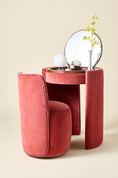 Urban Outfitters Jane Mirror Vanity & Stool Set In Oxblood At  In Red