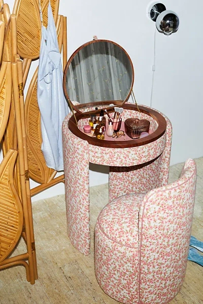 Urban Outfitters Jane Mirror Vanity & Stool Set In Pink At