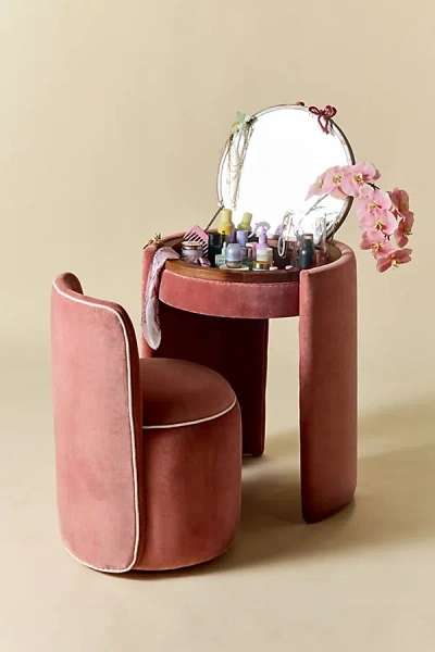 Urban Outfitters Jane Mirror Vanity & Stool Set In Rose At  In Pink