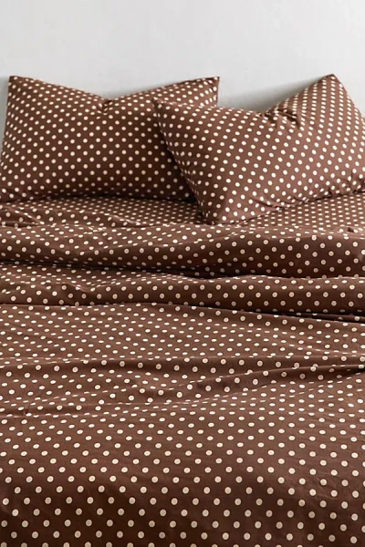 Urban Outfitters Jane Polka Dot Patterned Duvet Cover Set In Partridge/eggnog At  In Brown