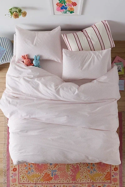 Urban Outfitters Jane Polka Dot Patterned Duvet Cover Set In Pink/ivory At  In White
