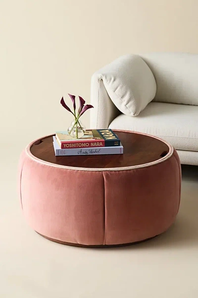 Urban Outfitters Jane Round Velvet Storage Coffee Table In Pink Velvet At