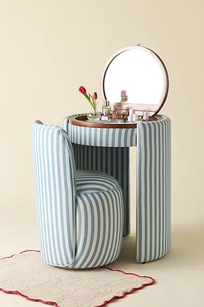 Urban Outfitters Jane Upholstered Vanity & Stool Set In Blue At