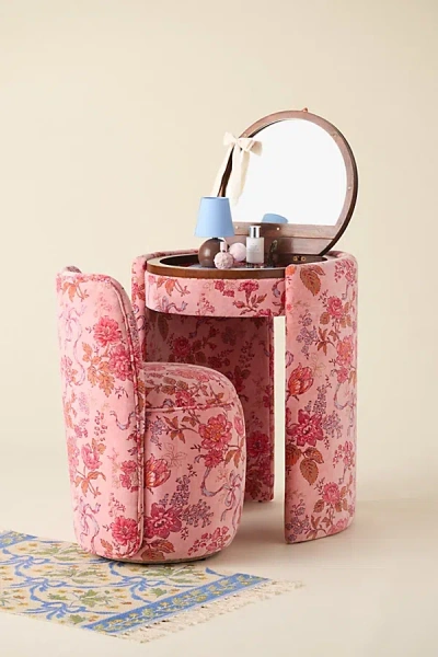 Urban Outfitters Jane Upholstered Vanity & Stool Set In Pink Floral At